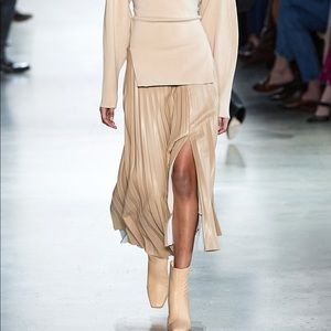 Jonathan Simkai Asymmetric Vegan Leather Midi Skirt